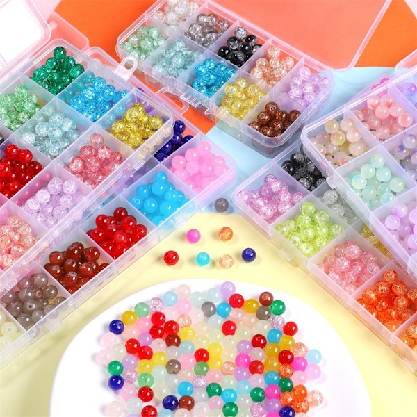 15 Farver 8mm Krystalglas Perler Til Armbåndsfremstilling Knækkede Ædelstene Løse Spacer Perler Til DIY Håndværk