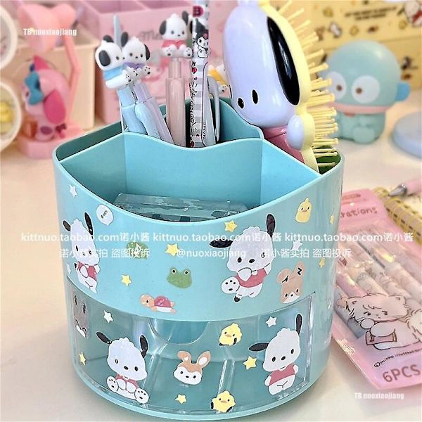 Kawaii Kuromi roterende penneholder Anime My Melody Cinnamoroll Pompompurin penselholder Pochacco arrangør kontormateriale Pochacco