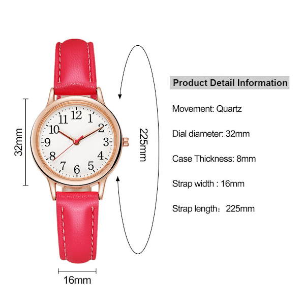 Klokke Quartz Armbåndsur RØD Red