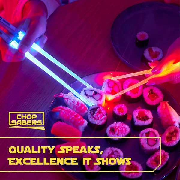 Lysende spisepinner, sett med 4 par - LED-glødende sushispisepinner med 8 fargemoduser - Gjenbrukbart Sci-Fi-design