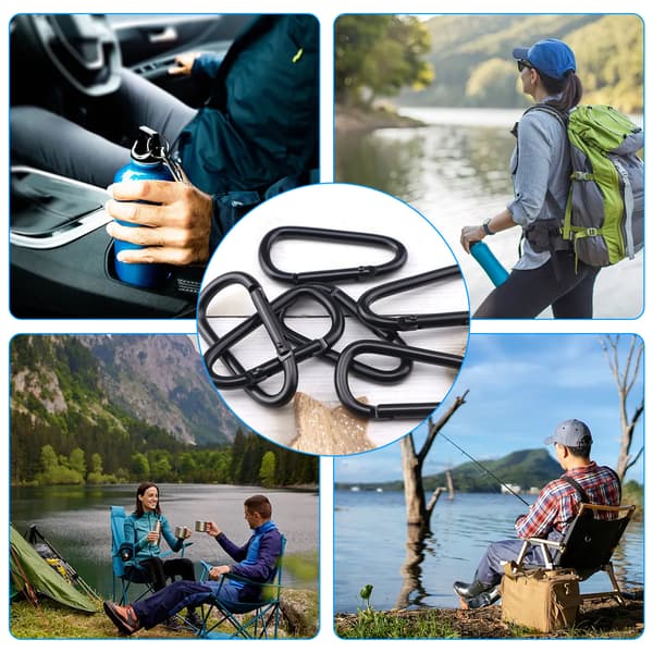 20-pack små aluminiumkarbinhakar, 40 x 4 mm minikarbinhakar, små svarta karbinhakar för ryggsäck, bälte, tält, camping, resor-FA-