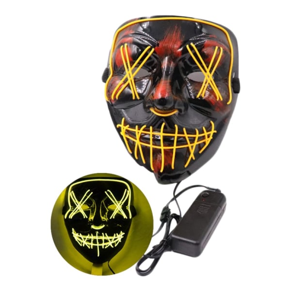 Halloween Mask Led Glow Mask El Wire Light Up The Purge Film Kostym Ljus Halloween Fest yellow