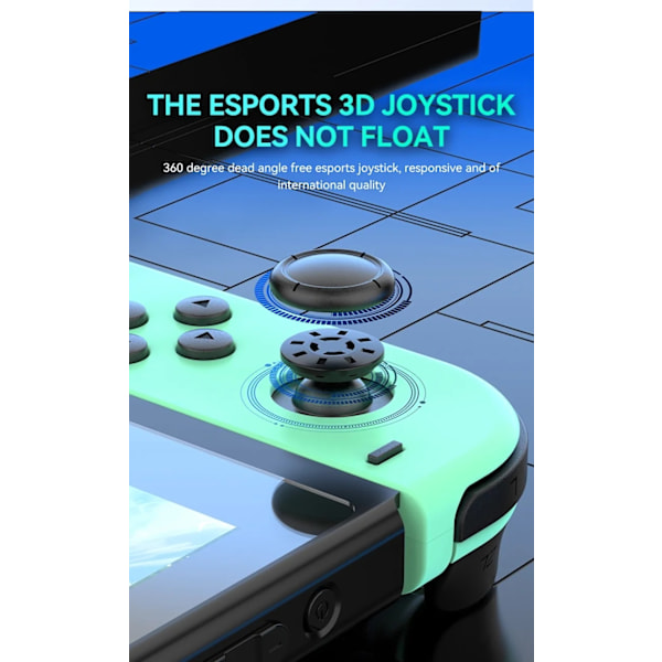 Handkontroll LED kompatibel med JoyCon Nintendo Switch Turkos Turquoise GREEN LIGHT PURPLE