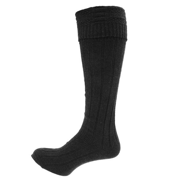 Mænds Skotske Highland Wear Uld Kilt Strømper (1 Par) 6-11 Sort Black 6-11 UK, 39-45 EU
