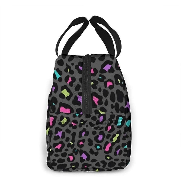 Drenge Piger Isoleret Neopren Lunchtaske Rave Style Leopard Print Tote Håndtaske Madbeholder Køler Varmtaske Til Skolearbejde Kontor