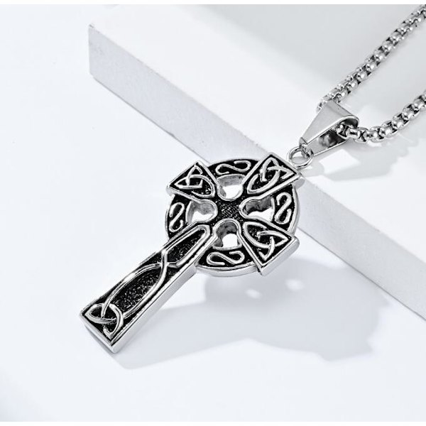 Vintage Celtic Knot Cross Titanium Steel Halsband
