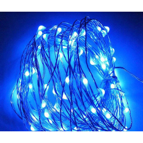 Sininen LED-valoköynnös, 20 metriä 200 valoa paristokotelolla
