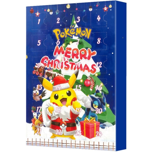 Pokemon 2024 Julkalender for barn, (Oppgradert versjon) 24 gavebiter - tilfeldig stil (Blind Box), Adventskalender for barn Blue C