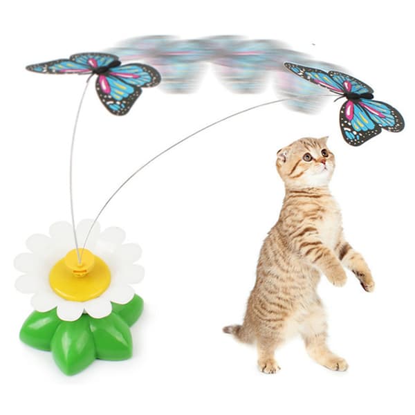 Cat Toy 360 Degree Rotating Butterfly Flower Shape Interactive Kitten Toy Cat Toy-FA-