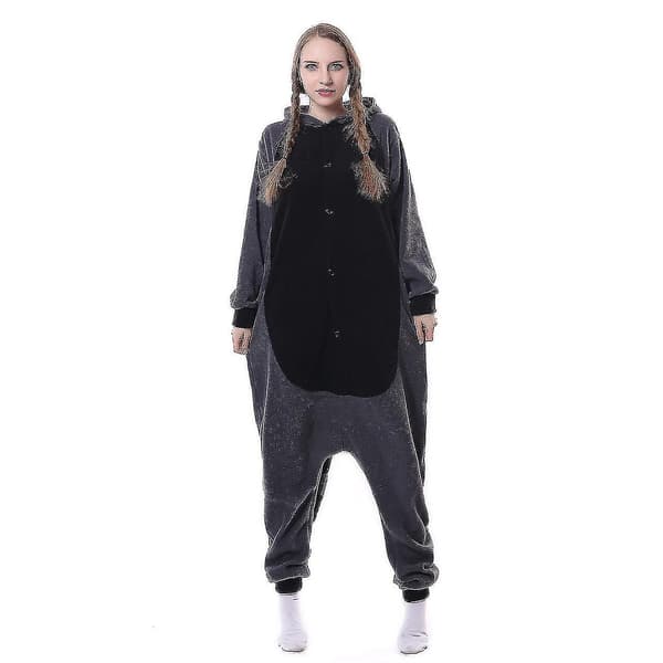 Vaskebjørn Kostume til Voksne Dyr Helkropspyjamas Halloween Jul Lysegrå Light Grey-FA- Light Grey M