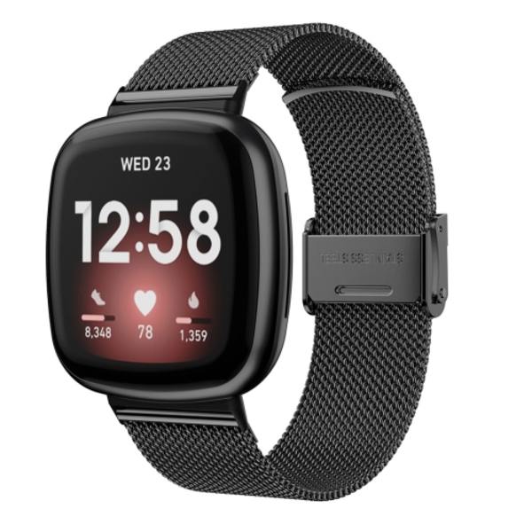 Universal Metal Rustfrit Stål Spænde Watch Band til Fitbit Versa 4 / Sense 2 Black