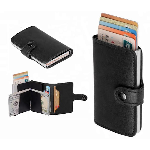 Kortholder i aluminium - RFID-sikre beskyttelse Seddelrum black