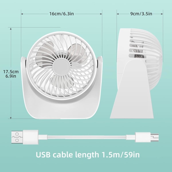 USB-bordvifte - 360° roterende stum rom (hvit)