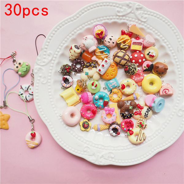 30 kpl/setti Mini kakku lasi riipus DIY koriste Berlock Nec Multicolor