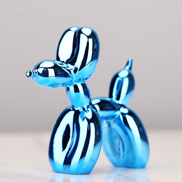 Nordisk Resin Hund Håndværk Galvanisering Ballon Hund Skulptur Hjem Dekorationer Moderne Stue Skrivebordspynt Blue