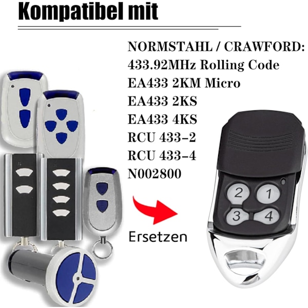 Crawford EA433 2KS/4KS Fjernbetjening - 2-pak - 433,92MHz Scroll Code Fjernbetjening