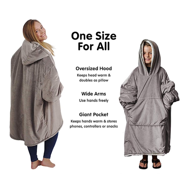 Oversize Hoodie-tæppe i superblød fleece - grå