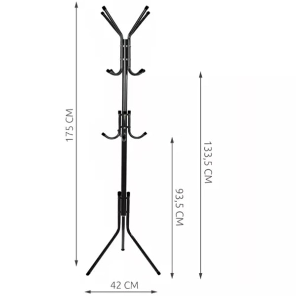 Klædhængere / Kappestang - 170cm 1650 black