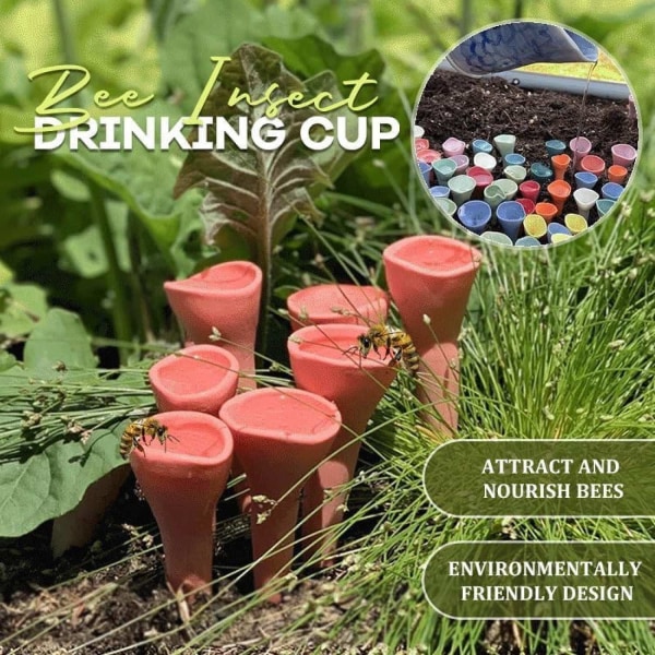 Bee Insect Drinking Cup, Bee Cups for Garden, Mini Drinking Cups Används av bin i trädgårdar. (5 färger)-Xin A1