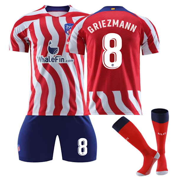 22-23 Atletico Madrid hjemmebanetrøje nr. 8 Griezmann sæt nr. 7 Philips med sokker Correa fodbolduniform