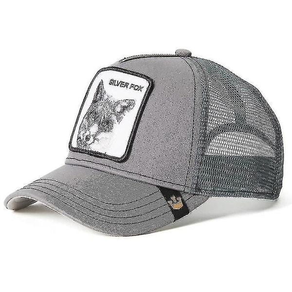 Svart Panther Mesh Cap for voksne, sommerbaseballcaps, Trucker Cap W-WELLNGS Silver Fox - Grå Silver Fox-Grey