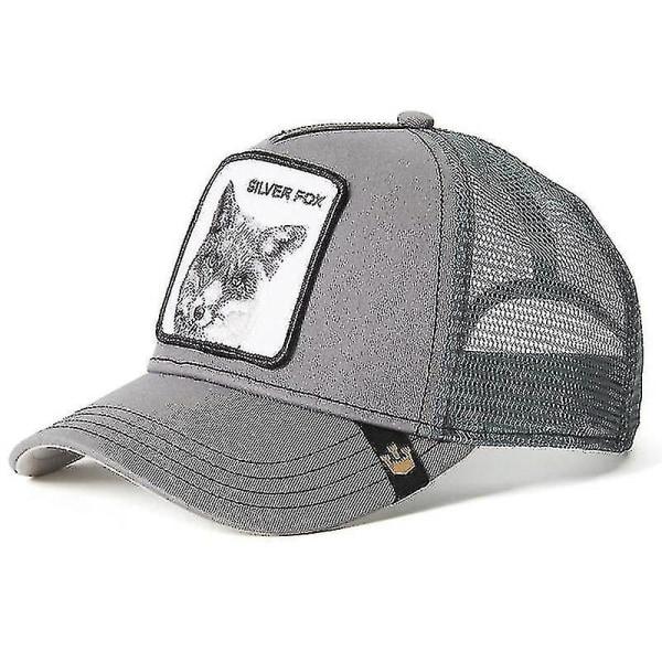 Svart Panther Mesh Cap för Vuxna, Sommar Baseballkeps, Trucker Cap W-WELLNGS Silver Fox - Grå Silver Fox-Grey