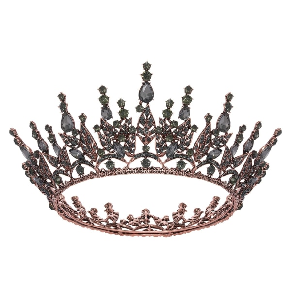 Dronningekrone til kvinder, Rhinestone brudekrone, sort tiara