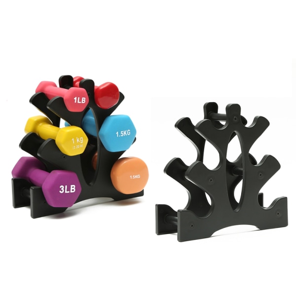 3-lags Dumbbell Opbevaringsstativ Stativ Hjemmekontor Gym Dumbbell Black