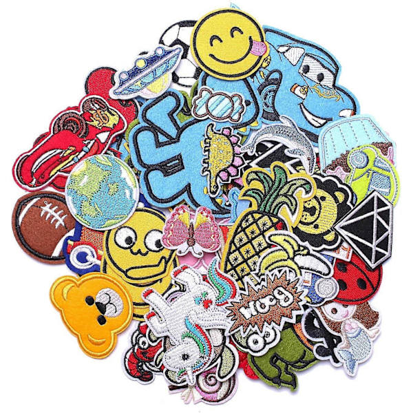 60-pack Cute Embroidered Iron On Sew On Patches for Jacket, Hat, Backpack, Jeans-FA-