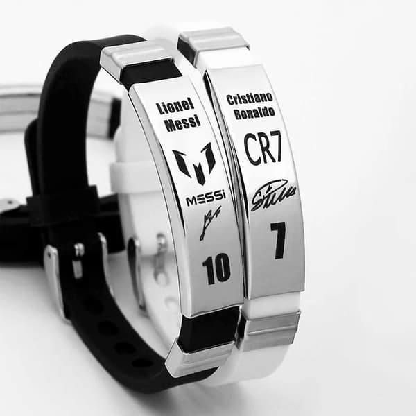 Silikonarmband i rostfritt stål - FA11 - 21cm / Messi