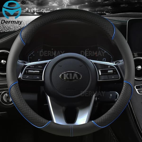 Microfiber Leather Dermay Car Steering Wheel Cover Compatible with Kia Ceed Xceed Ceed SW Pro_Ceed GT Car Accessories Interior-FA- D shape White