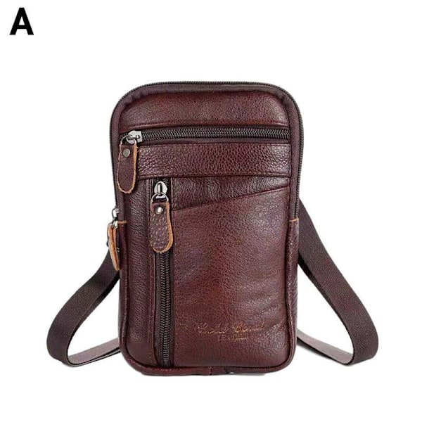 Herre Læder Mode Telefon Taske Bæltetaske Crossbody Talje P - lager brown One-size