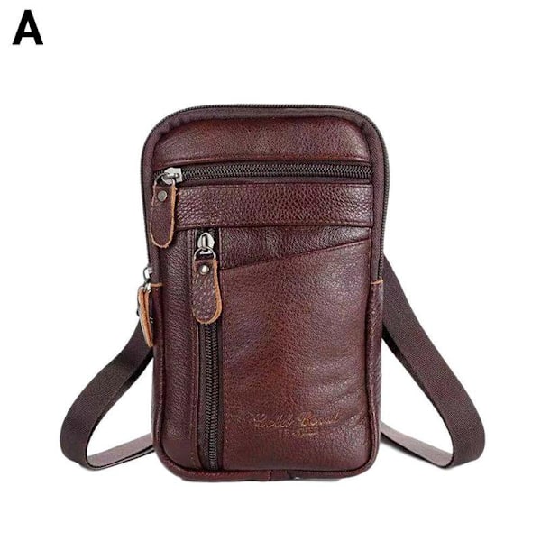 Lädermodetelefonväska för män - Bältesväska Crossbody Midja P - lager brown One-size