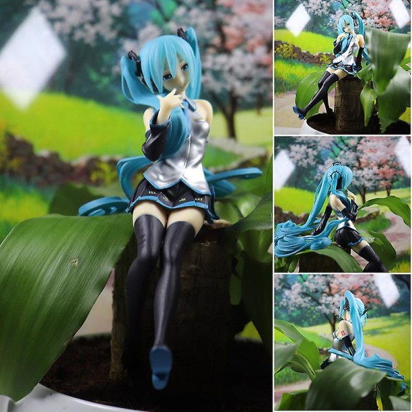 Söt Hatsune Miku Anime Figur Målad Pvc Tecknad Modell Desktop Ornament För Hem Bil Kontor Inredning