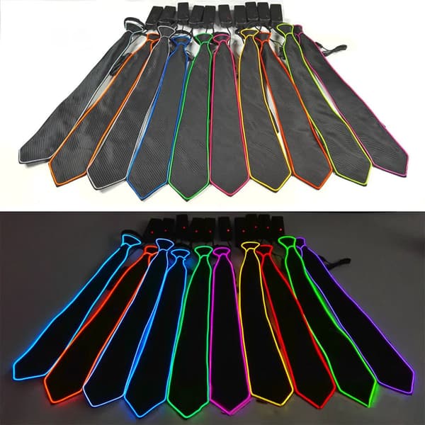 Fest LED-slips, lysende slips med 3 blitsmoduser, blinkende LED-slips, nyhetsslips for fest, musikkfestival-FA-