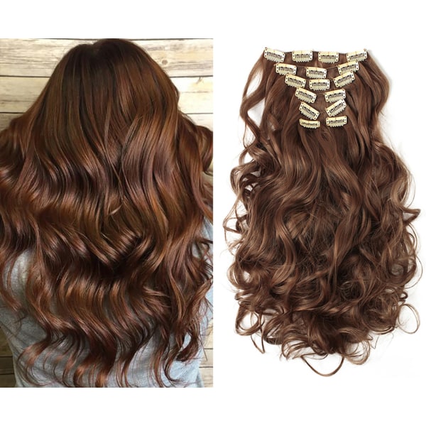 Clip-in extensions hårförlängningar 7 delar syntetiska peruk hårbitar
