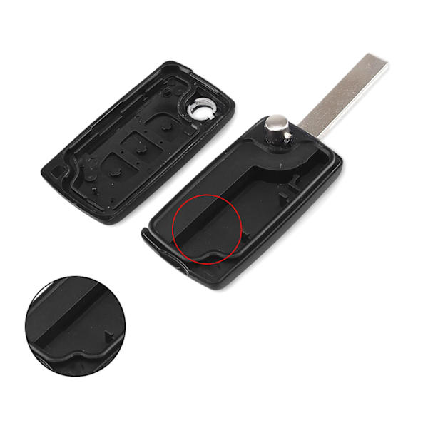 3-nappiset CE0523 Autonavaihtoavaimen Kotelo PEUGEOT HU83 Musta black one size