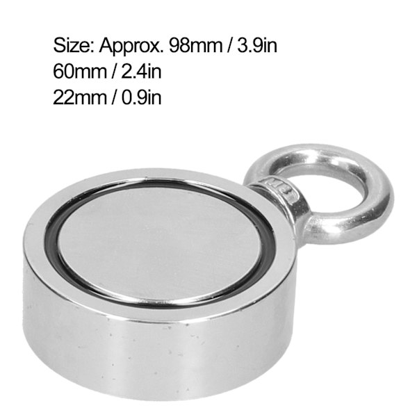 Fiskedragmagnet Dobbeltsidig Rund Stærk Magnetisk Undervands Skattejagt Værktøj 60mm RS60‑1