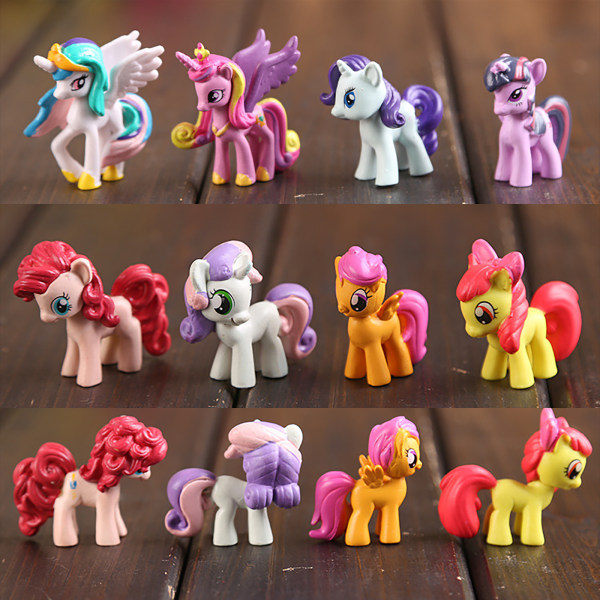 12 st/ set e Pony Actionfigurer Regnbågshäst Enhörning Leksak colour