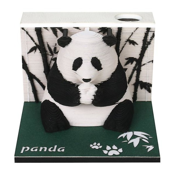 Omoshiroi Blocks 3D-notatblokk 3D-kalender 2024 Sakura Tree House Skrivebordskalender uten lamper Papercraft 3D julegave (FMY) Panda uten lys Panda