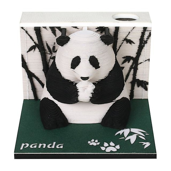 Omoshiroi Blocks 3D Notisblokk 3D Kalender 2024 Sakura Tree House Skrivebordskalender uten lamper Papercraft 3D Julegave (FMY) Panda uten lys Panda