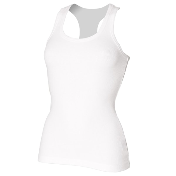 Skinni Fit Essential Lang Ribbestrikket Vest Topp M Hvit M White
