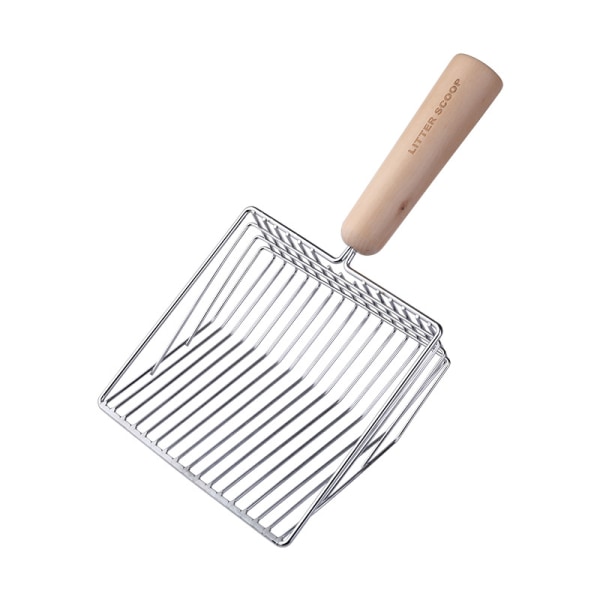 Ekstra stor rustfri kattesandsskovl bas 17 cm metal træ Cat Shovel