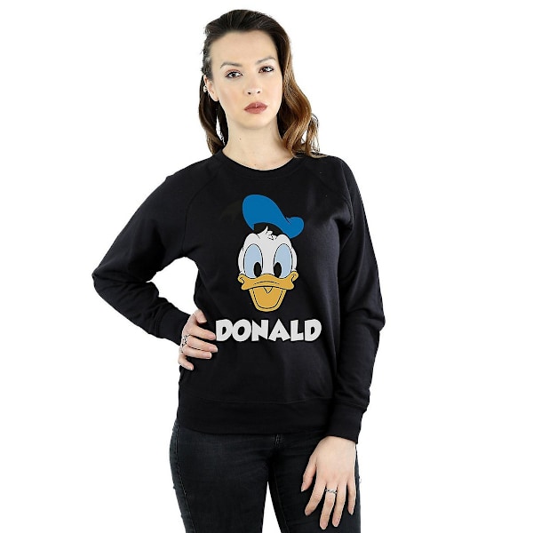 Disney Dame/Kvinder Donald Duck Ansigt Bomulds T-shirt M Sort Black Black M