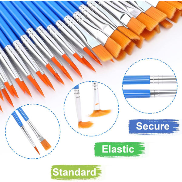 30 stk pensler, små bulk pensler, for detaljmaling, for miniatyr detaljmaling, blå Mix(15Flat +15Round)