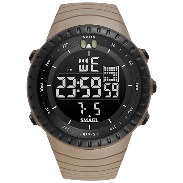 Menners Klokker Vanntette Sport Militær Analog Kvarts LED Digital Armbåndsur Khaki