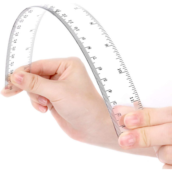Set med 3 raka linjaler - klar plast 6\", 8\", 12\" mätning enl.