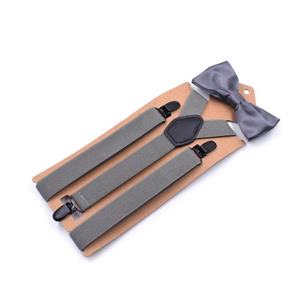 Y-muotoiset Hängslen ja Perhosrusetti -setti harmaa one size gray
