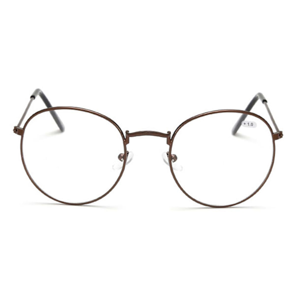 Retro Runda Läsglasögon Glasögon Styrka 1.0 Brun brown