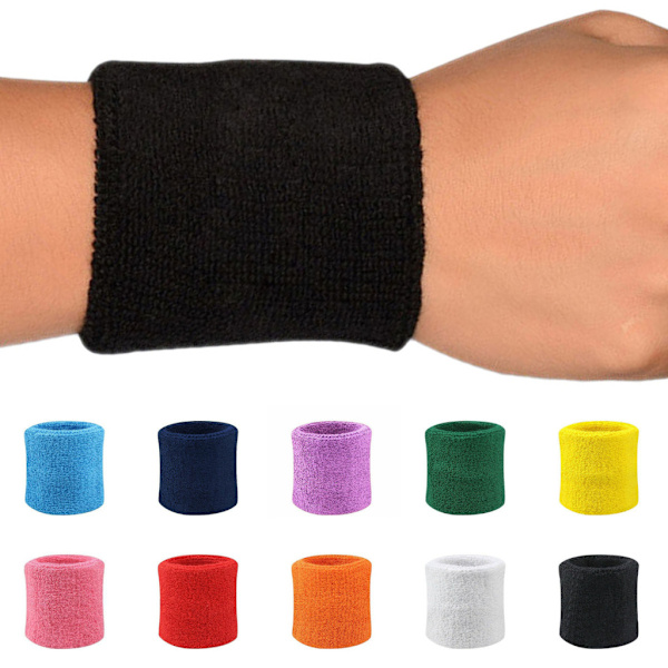 Svettebånd - Wristband - Korte [8cm] - Dobbelpak Svart black one size